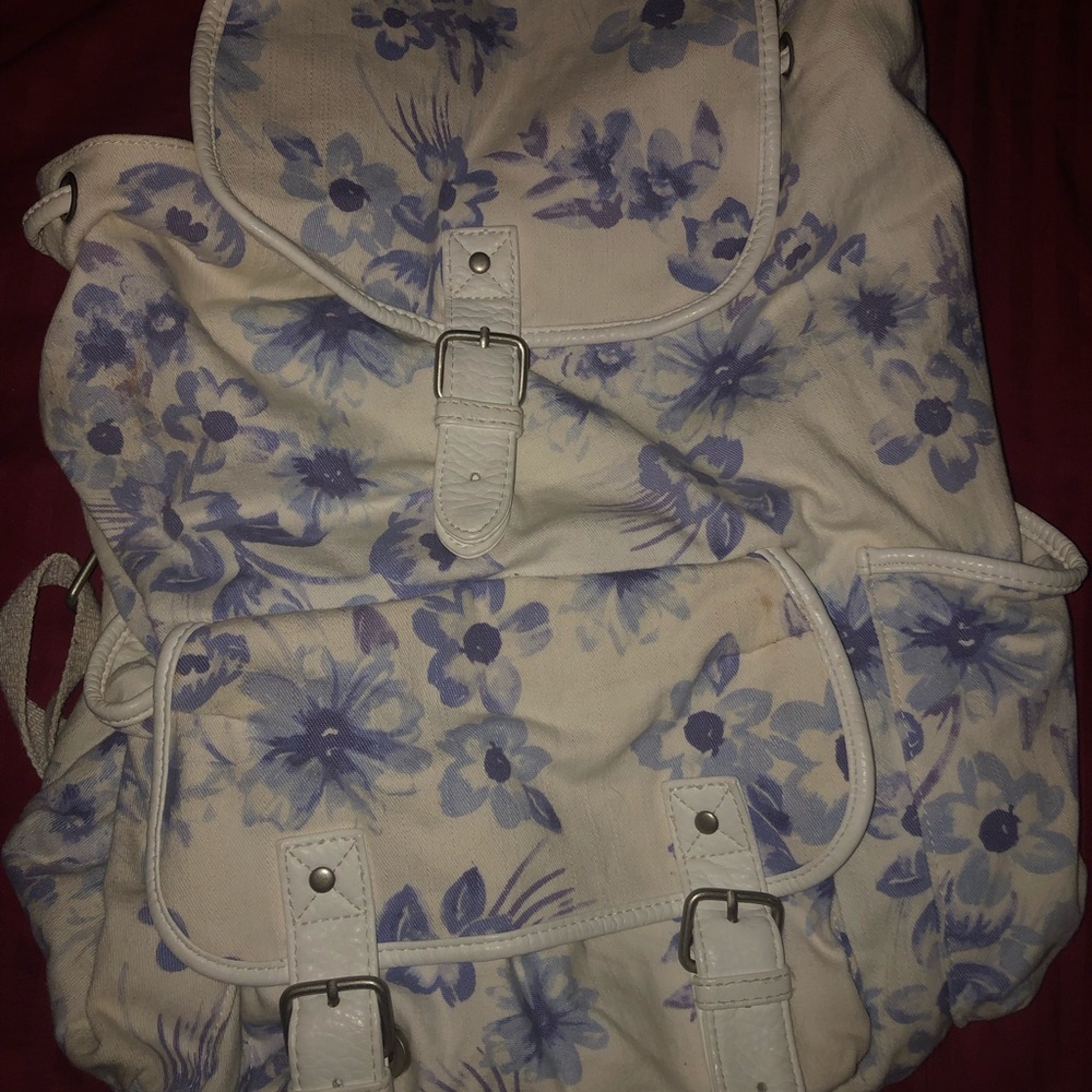 Aeropostale blue and white floral backpack